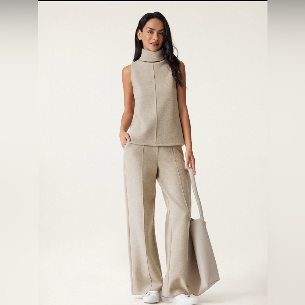 OGL Cream Wide Leg Pants & Top Set